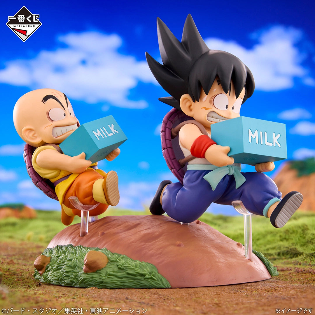 Figurine Loterie Ichiban Kuji Dragon Ball: Fantastic Adventure 2 Prix A : Figurines de Goku et Krilin livrant du lait (A)