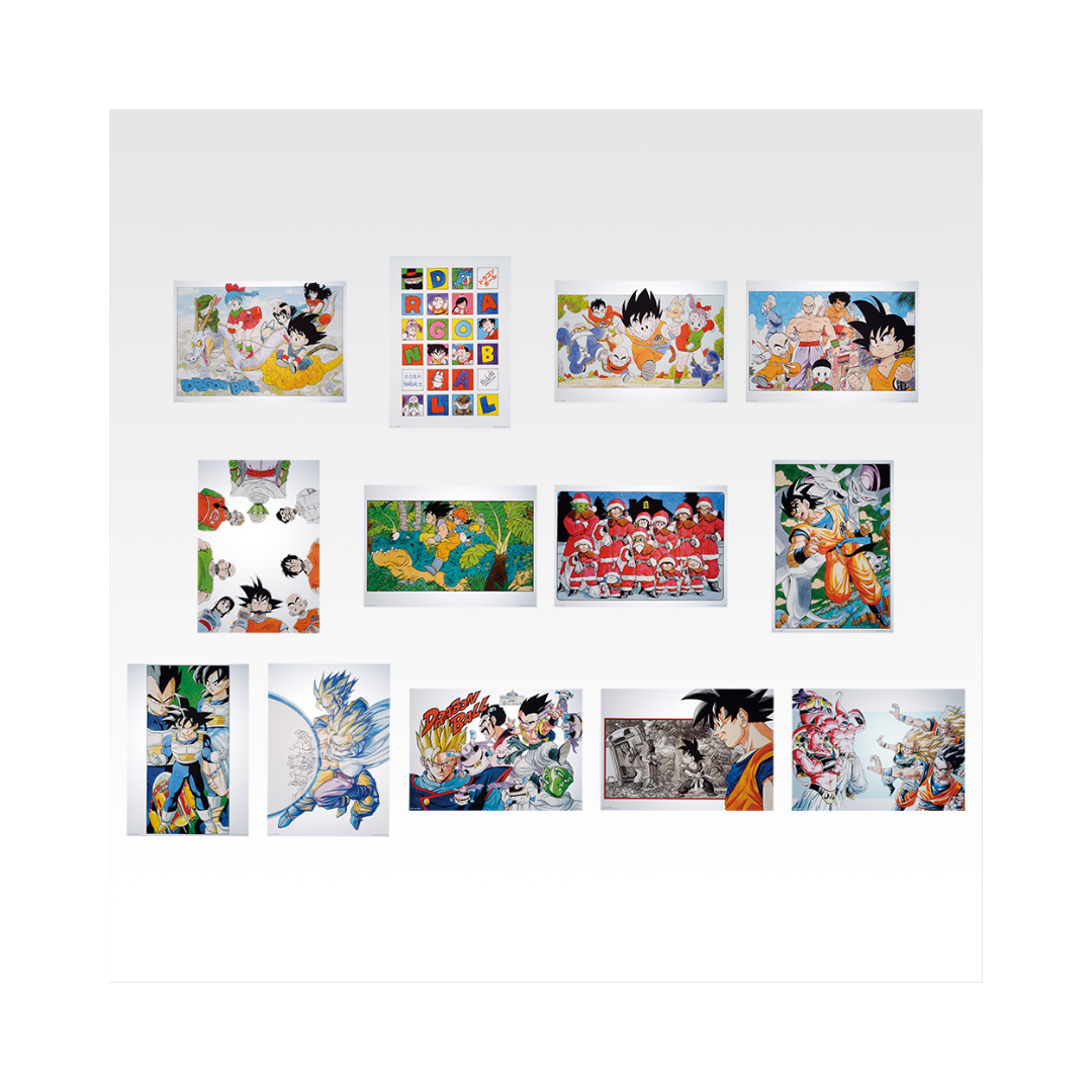 Goodies Ichiban Kuji DRAGON BALL 40th Vol.1: Akira Toriyama Color Illustration Clear Poster Set des 13