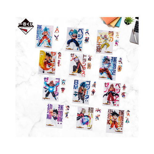 Goodie Ichiban Kuji Dragon Ball SUPER DRAGONBALL HEROES 5th MISSION: Clear File & Sticker set des 12